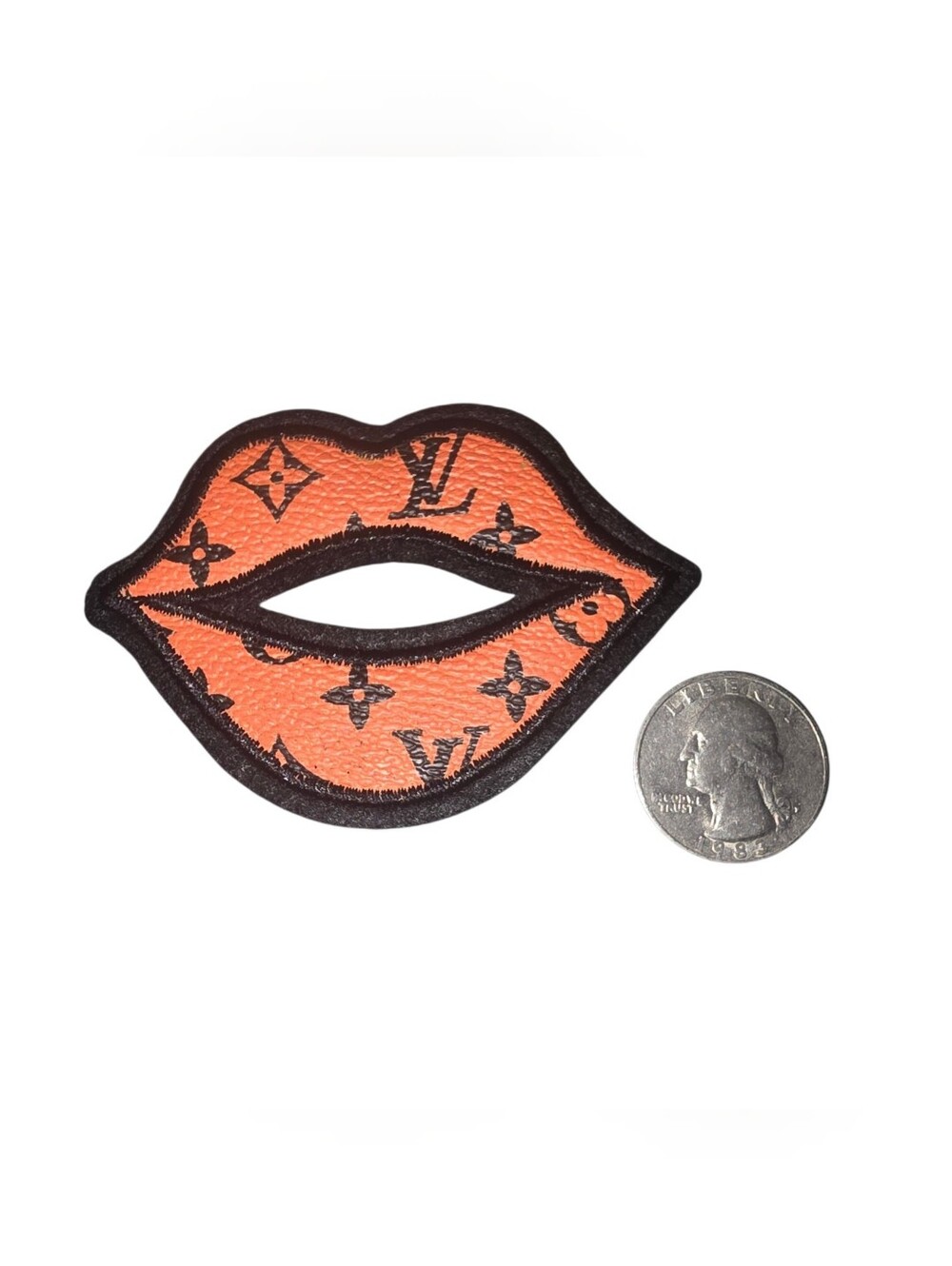 Fashion Lux Leather Lips Iron on Patch  3.5"